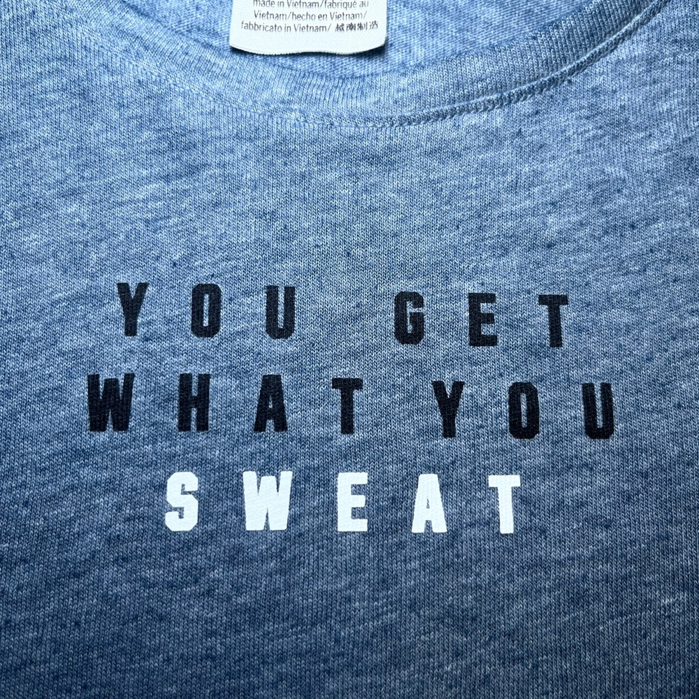 PINK Victoria's Secret You Get What You Sweat  Blue Muscle Tee Size Small - Picture 4 of 6